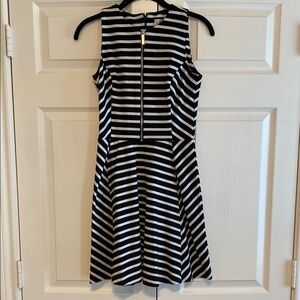 Michael Kors Black and White Striped Dress